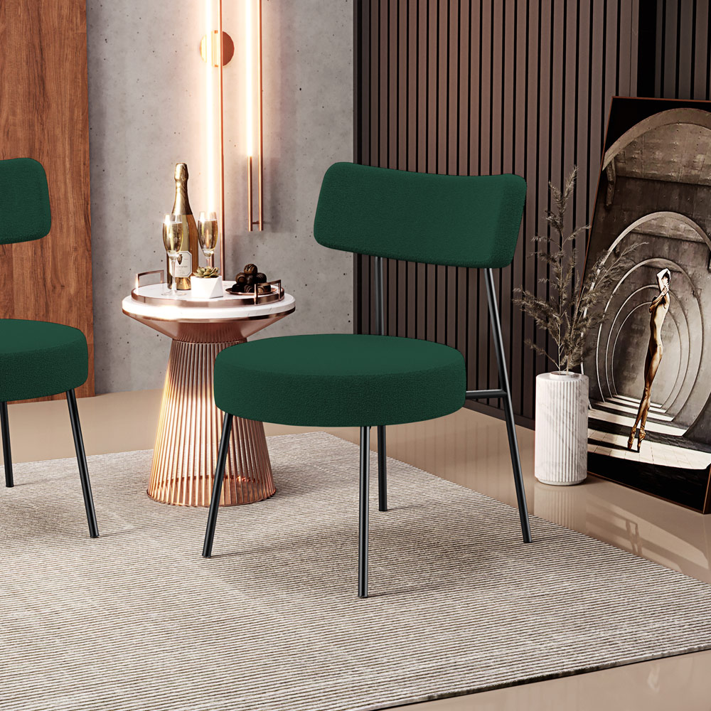 Poltrona Decorativa Para Sala De Estar Base Fixa Londres L02 Bouclê Verde - Lyam