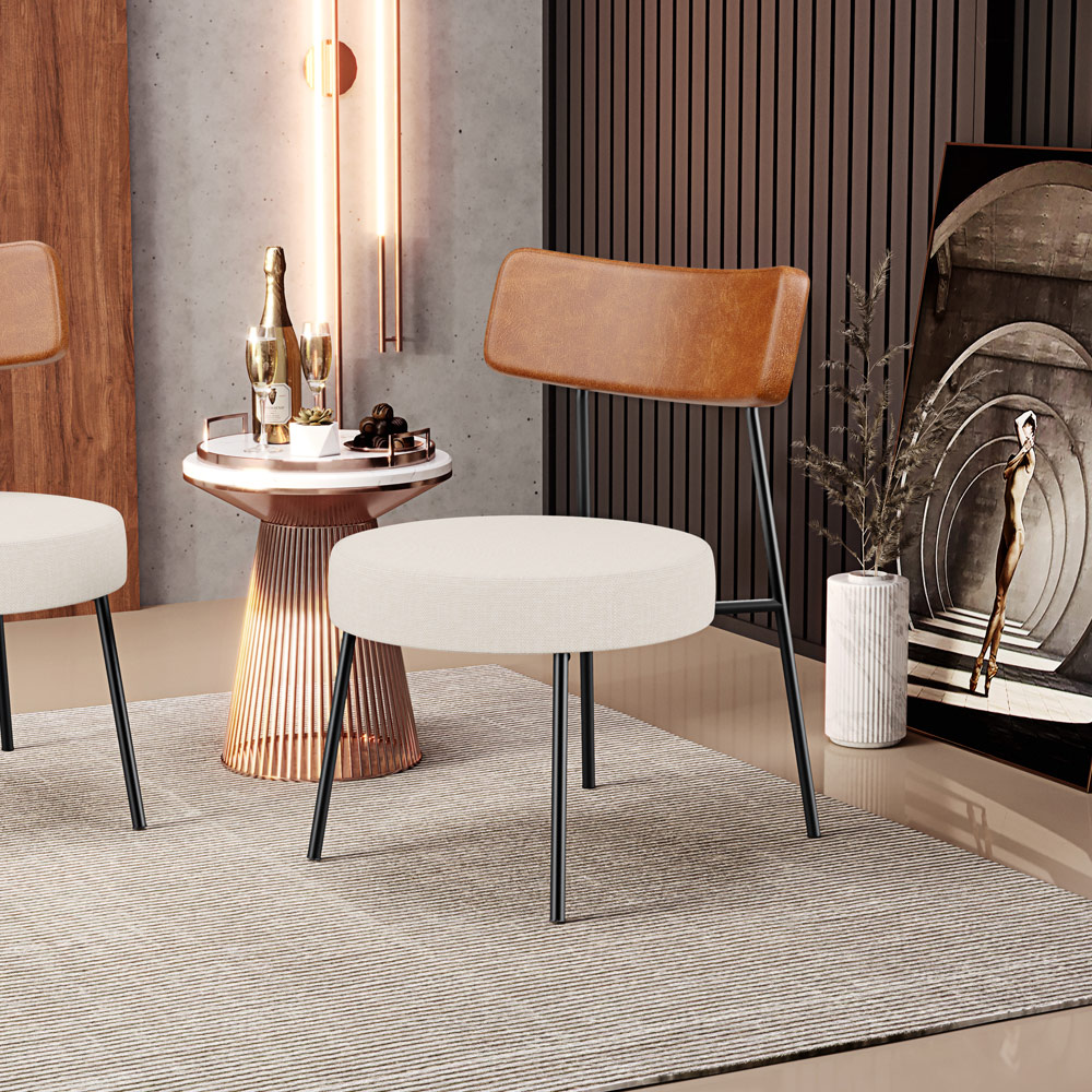 Poltrona Decorativa Para Sala De Estar Base Fixa Londres L02 Couríssimo Camel Linho Bege - Lyam