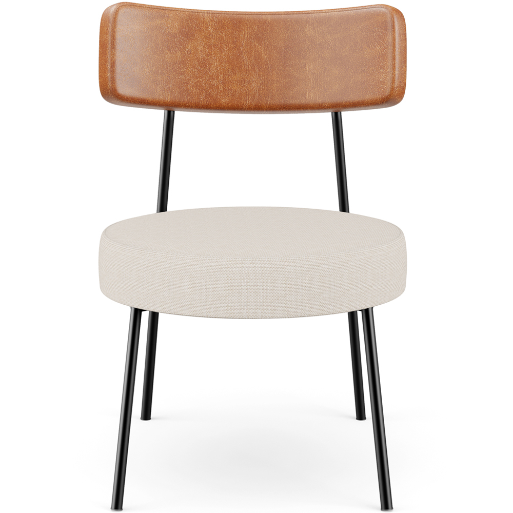 Poltrona Decorativa Para Sala De Estar Base Fixa Londres L02 Couríssimo Camel Linho Bege - Lyam