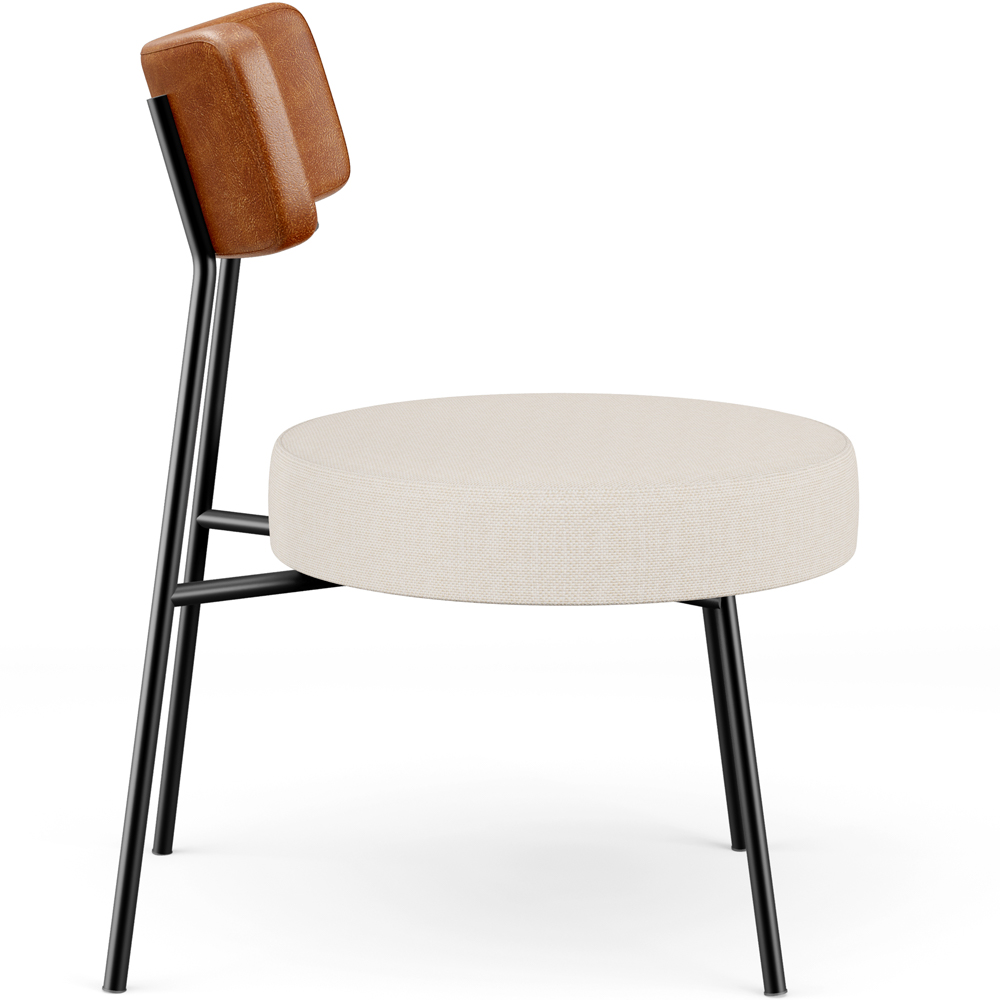 Poltrona Decorativa Para Sala De Estar Base Fixa Londres L02 Couríssimo Camel Linho Bege - Lyam
