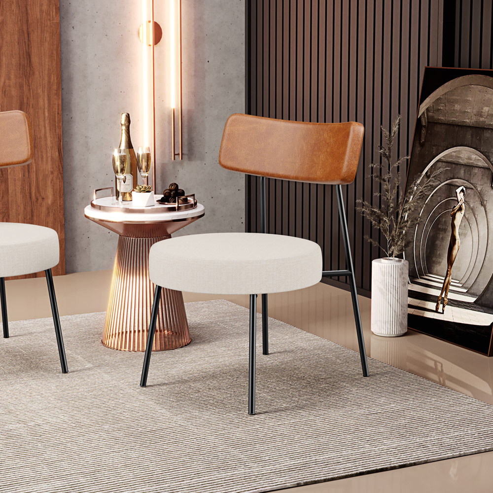 Poltrona Decorativa Para Sala De Estar Base Fixa Londres L02 Couríssimo Camel Linho Cru - Lyam
