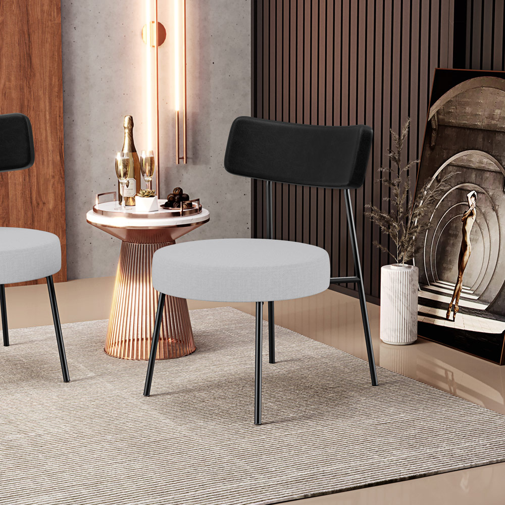 Poltrona Decorativa Para Sala De Estar Base Fixa Londres L02 Couríssimo Preto Linho Cinza - Lyam