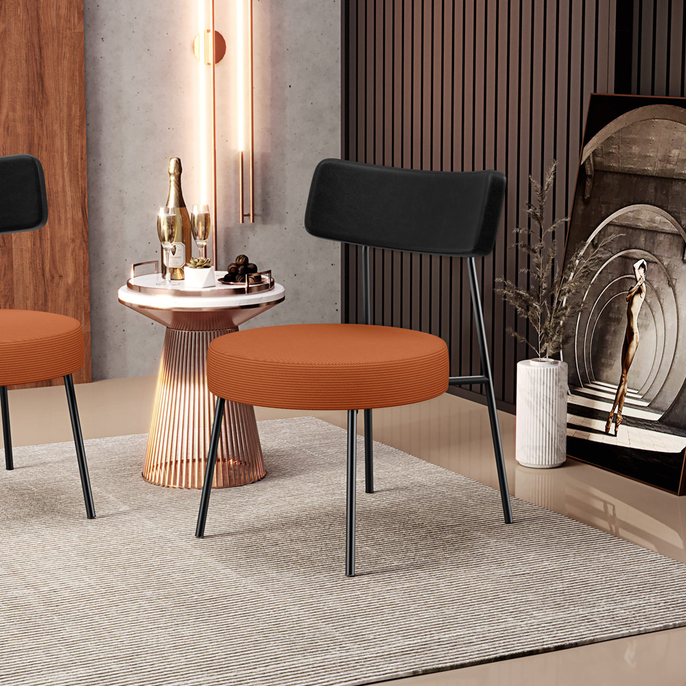 Poltrona Decorativa Para Sala De Estar Base Fixa Londres L02 Couríssimo Preto Tecido Terracota - Lyam