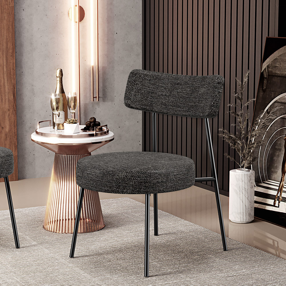 Poltrona Decorativa Para Sala De Estar Base Fixa Londres L02 Linho Chumbo - Lyam Decor