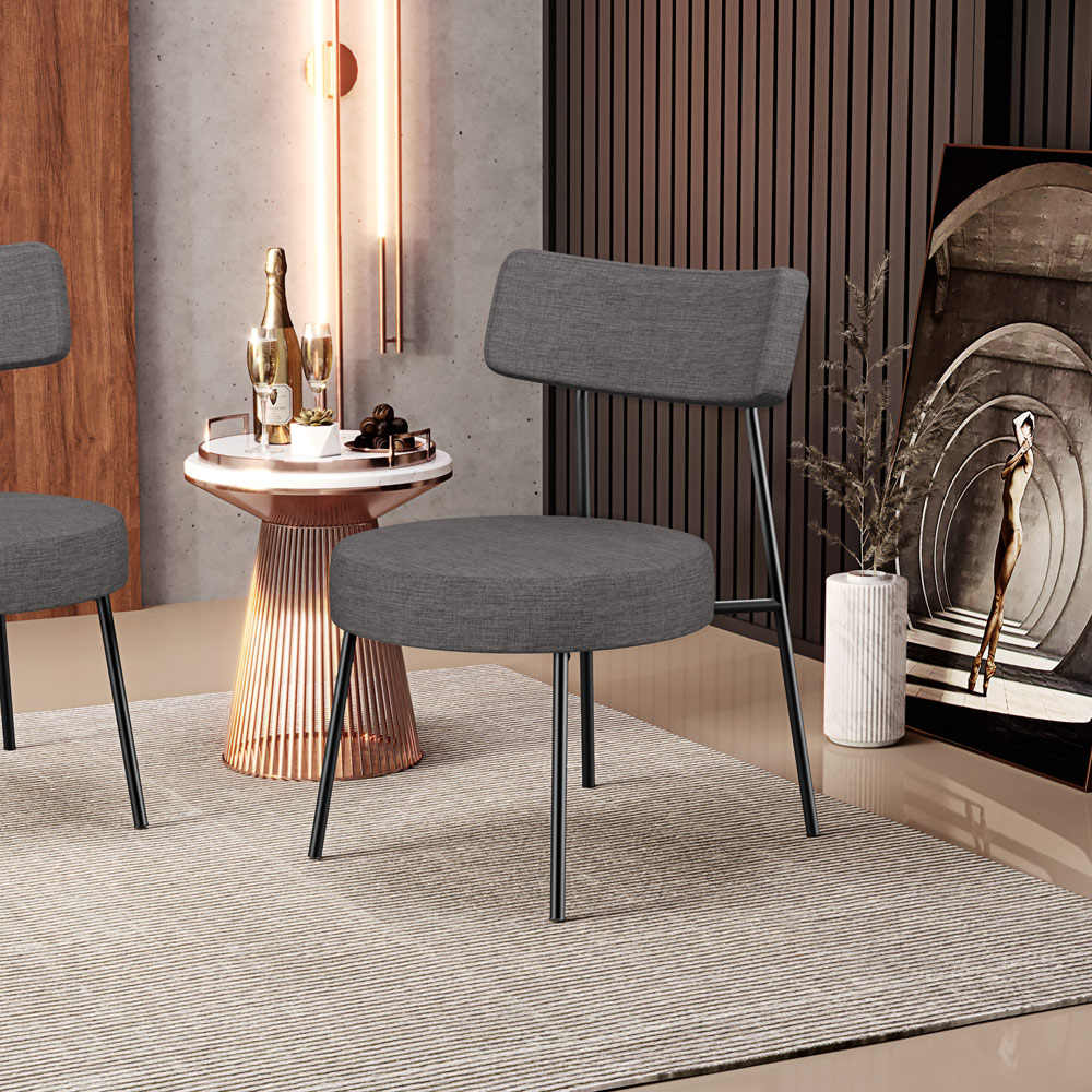 Poltrona Decorativa Para Sala De Estar Base Fixa Londres L02 Linho Cinza Escuro - Lyam