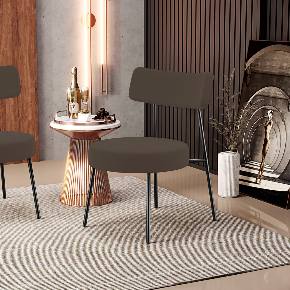 Poltrona Decorativa Para Sala De Estar Base Fixa Londres L02 Suede Marrom - Lyam