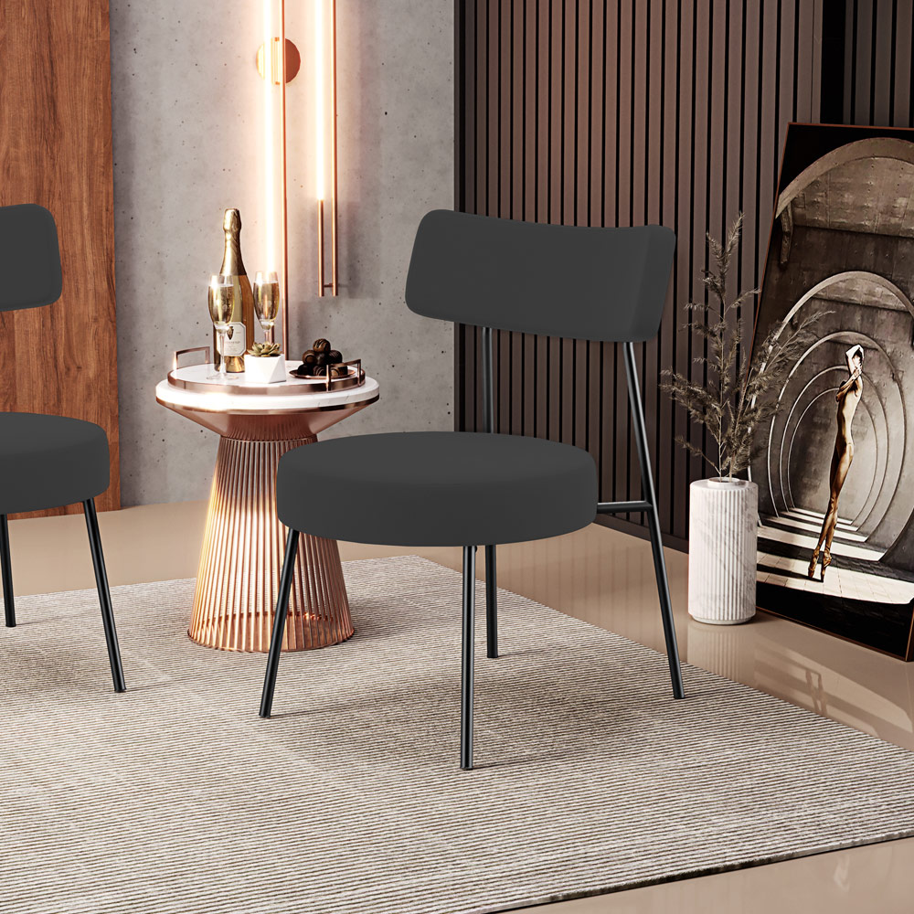 Poltrona Decorativa Para Sala De Estar Base Fixa Londres L02 Suede Preto - Lyam