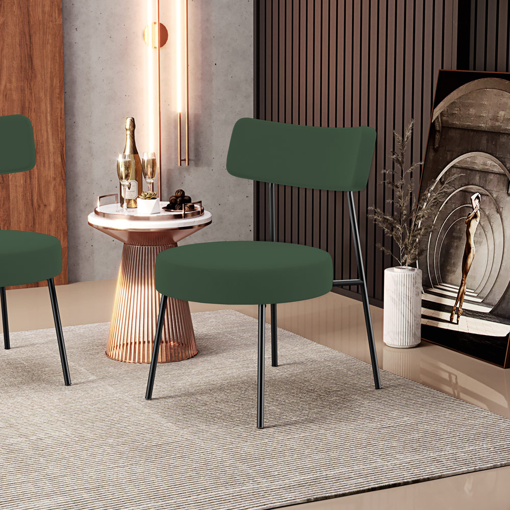 Poltrona Decorativa Para Sala De Estar Base Fixa Londres L02 Suede Verde Musgo - Lyam