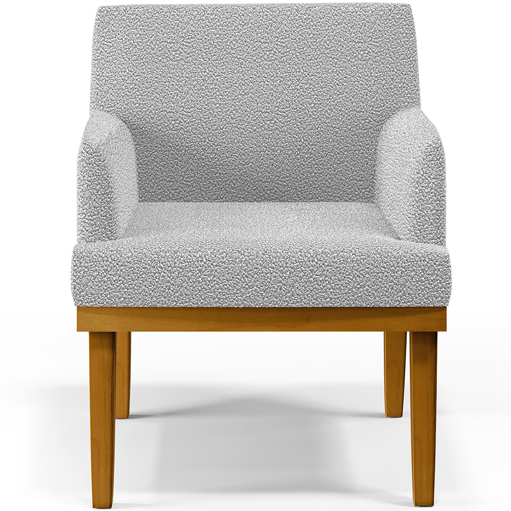 Poltrona Decorativa Para Sala De Estar Base Mel Beatriz W01 Bouclê Cinza - Lyam Decor