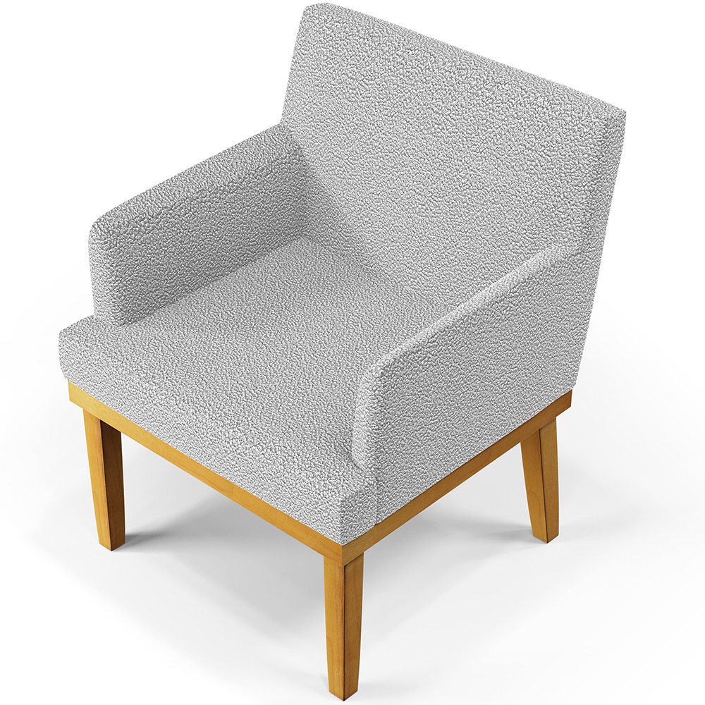 Poltrona Decorativa Para Sala De Estar Base Mel Beatriz W01 Bouclê Cinza - Lyam Decor