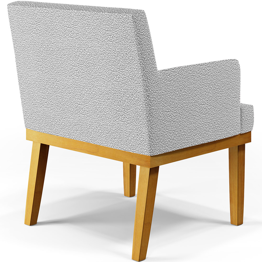 Poltrona Decorativa Para Sala De Estar Base Mel Beatriz W01 Bouclê Cinza - Lyam Decor