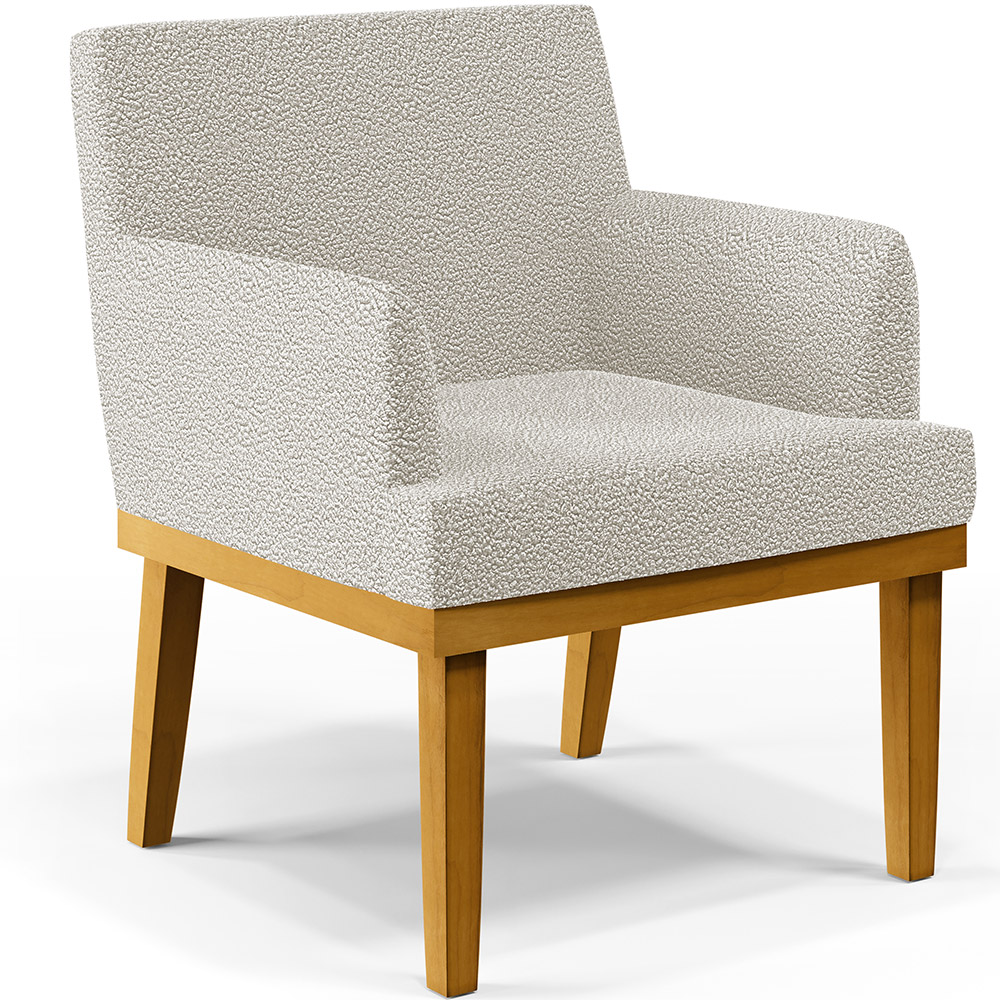 Poltrona Decorativa Para Sala De Estar Base Mel Beatriz W01 Bouclê Creme - Lyam Decor