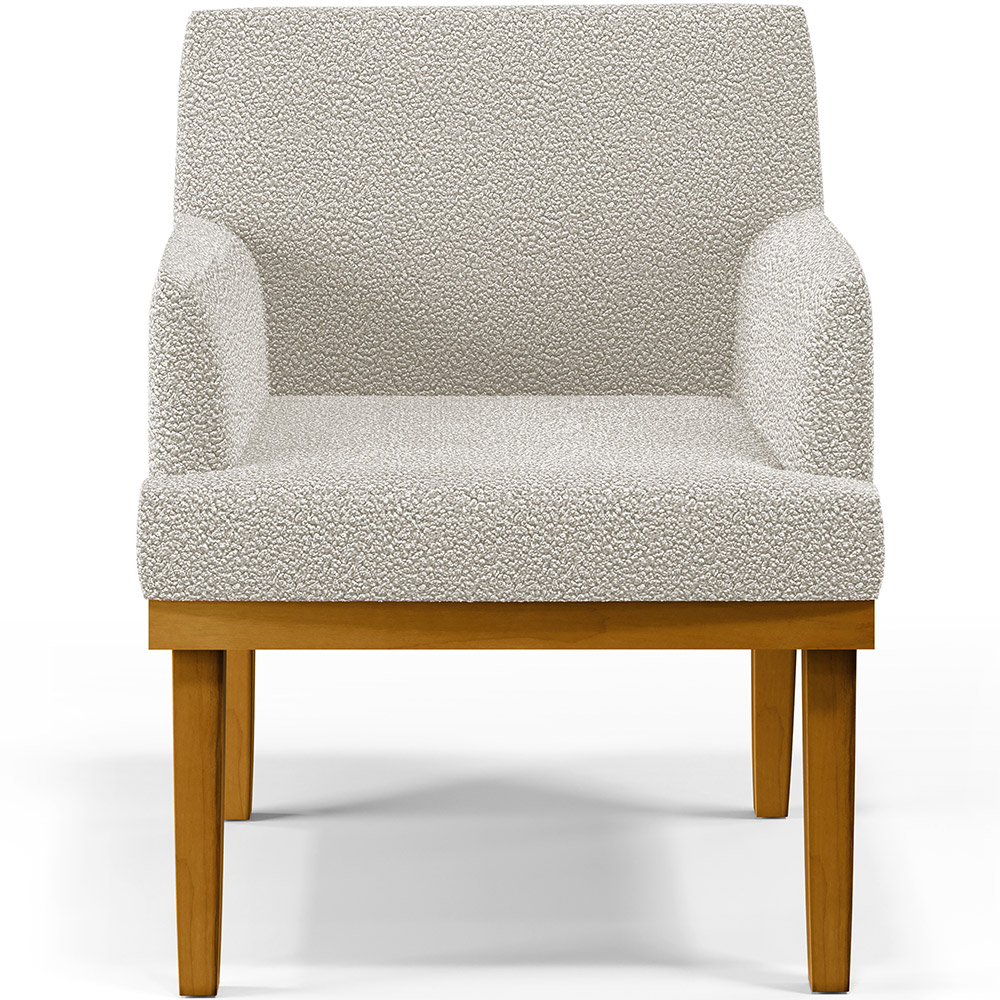 Poltrona Decorativa Para Sala De Estar Base Mel Beatriz W01 Bouclê Creme - Lyam Decor