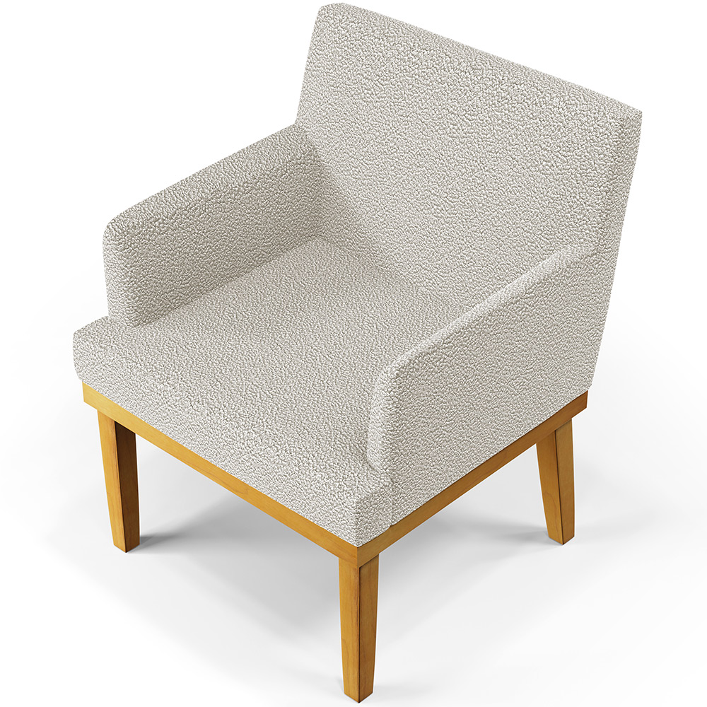 Poltrona Decorativa Para Sala De Estar Base Mel Beatriz W01 Bouclê Creme - Lyam Decor