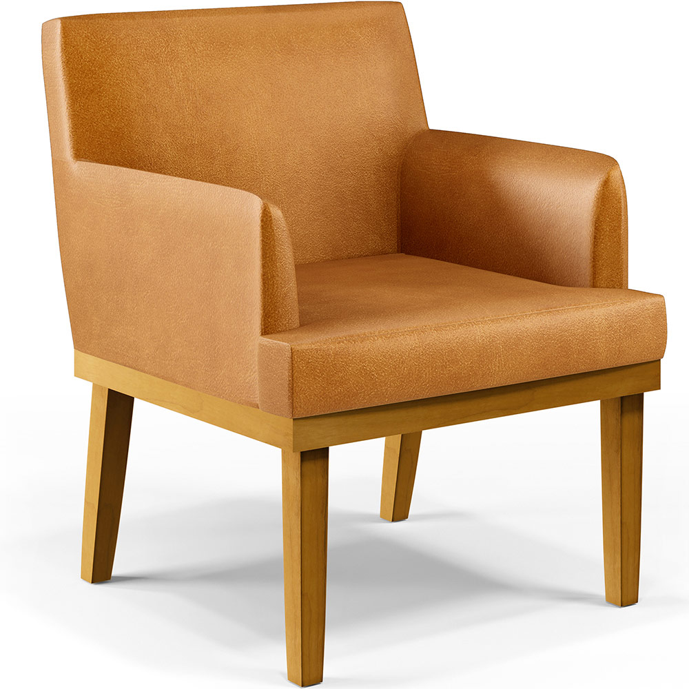 Poltrona Decorativa Para Sala De Estar Base Mel Beatriz W01 Couríssimo Whisky - Lyam Decor