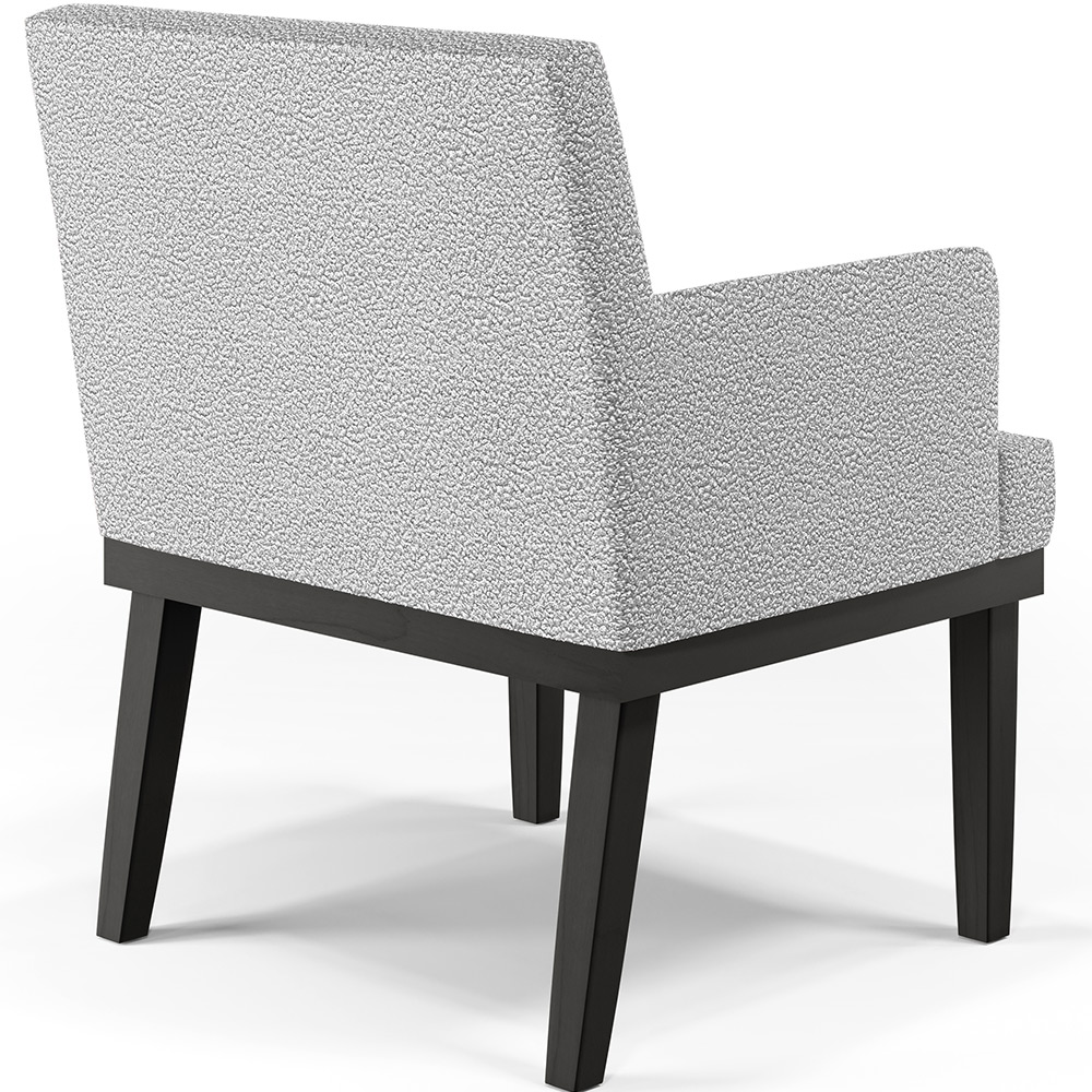 Poltrona Decorativa Para Sala De Estar Base Preto Beatriz W01 Bouclê Cinza - Lyam Decor