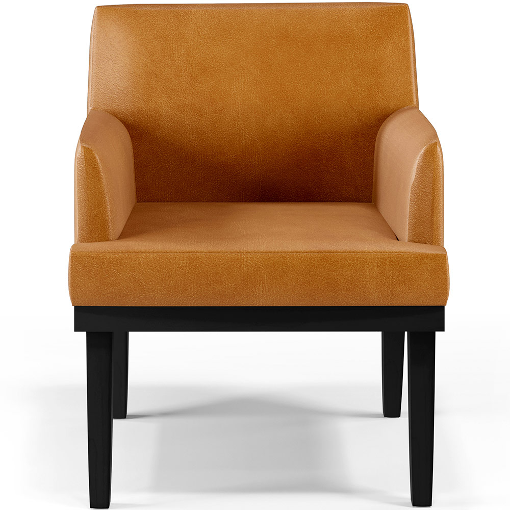 Poltrona Decorativa Para Sala De Estar Base Preto Beatriz W01 Couríssimo Whisky - Lyam Decor