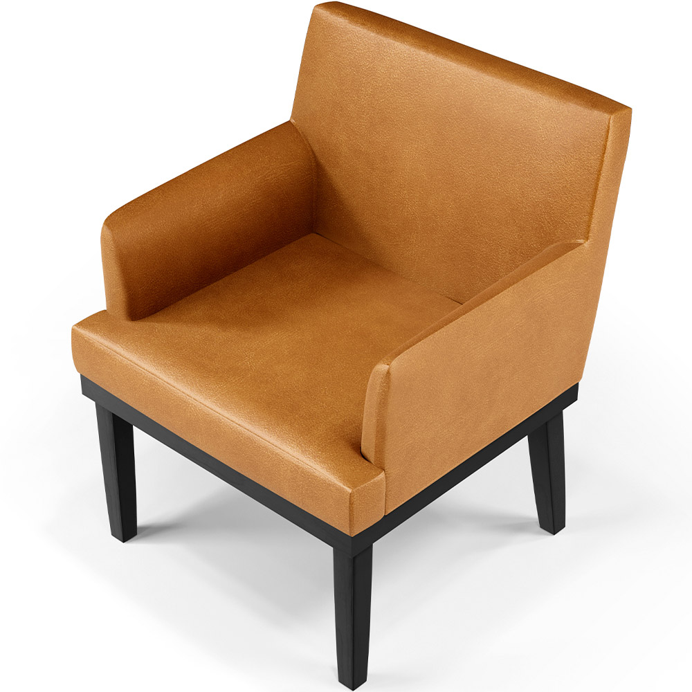Poltrona Decorativa Para Sala De Estar Base Preto Beatriz W01 Couríssimo Whisky - Lyam Decor