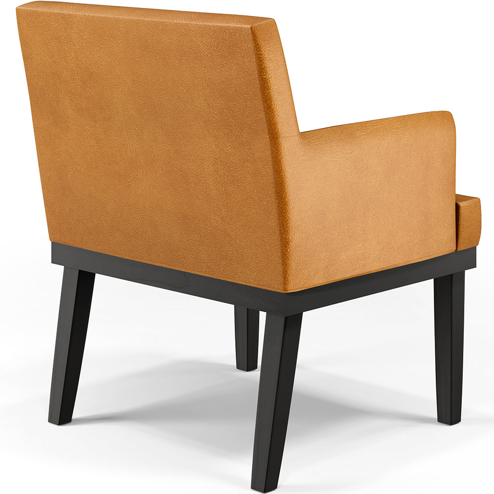 Poltrona Decorativa Para Sala De Estar Base Preto Beatriz W01 Couríssimo Whisky - Lyam Decor