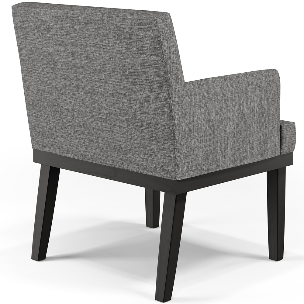Poltrona Decorativa Para Sala De Estar Base Preto Beatriz W01 Linho Cinza Escuro - Lyam Decor