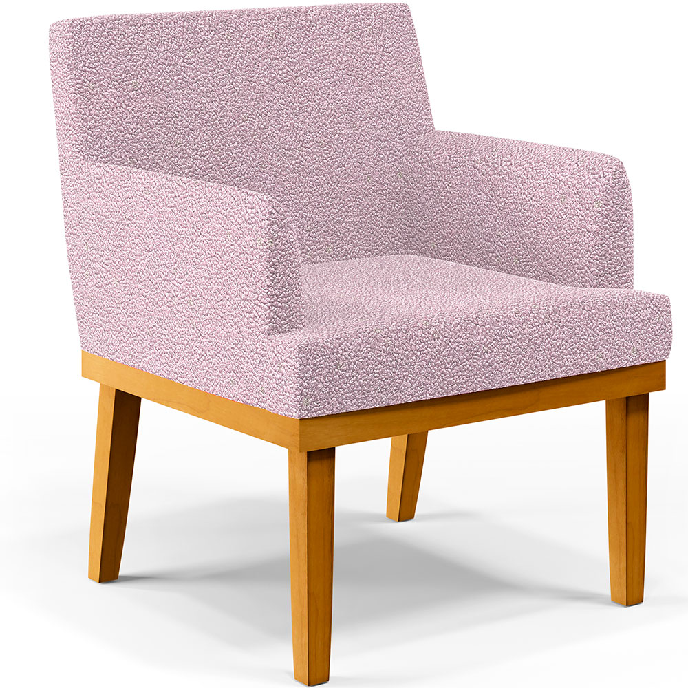 Poltrona Decorativa Para Sala De Estar E Recepção Base Mel Beatriz W01 Bouclê Rosê - Lyam Decor
