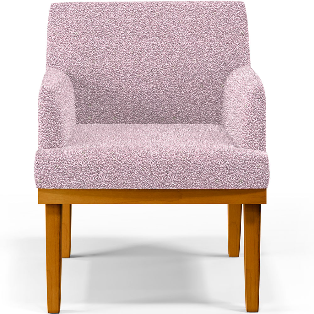 Poltrona Decorativa Para Sala De Estar E Recepção Base Mel Beatriz W01 Bouclê Rosê - Lyam Decor
