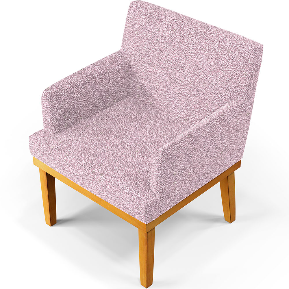 Poltrona Decorativa Para Sala De Estar E Recepção Base Mel Beatriz W01 Bouclê Rosê - Lyam Decor
