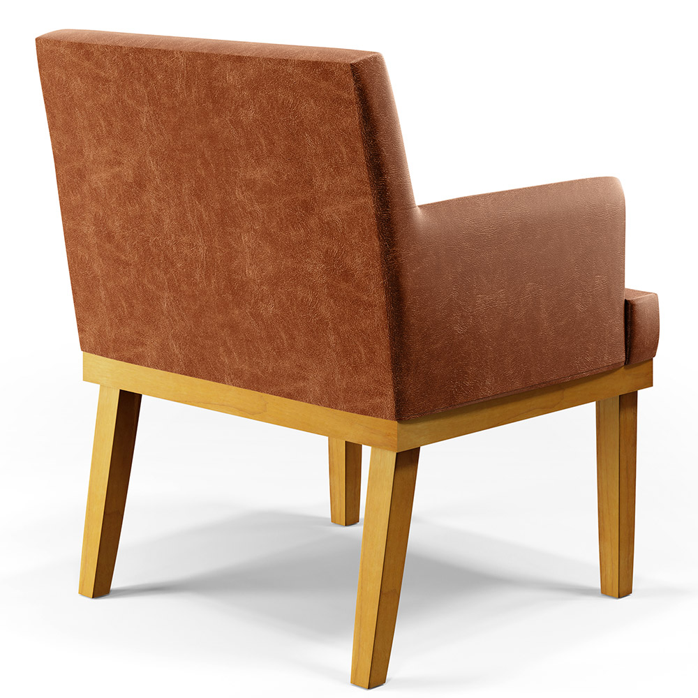 Poltrona Decorativa Para Sala De Estar E Recepção Beatriz W01 Couríssimo Camel - Lyam Decor