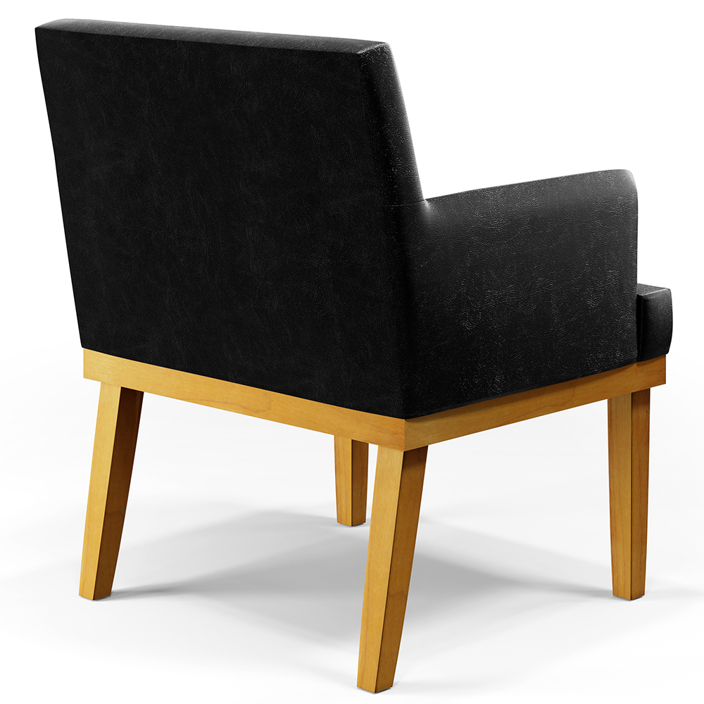 Poltrona Decorativa Para Sala De Estar E Recepção Beatriz W01 Couríssimo Preto - Lyam Decor