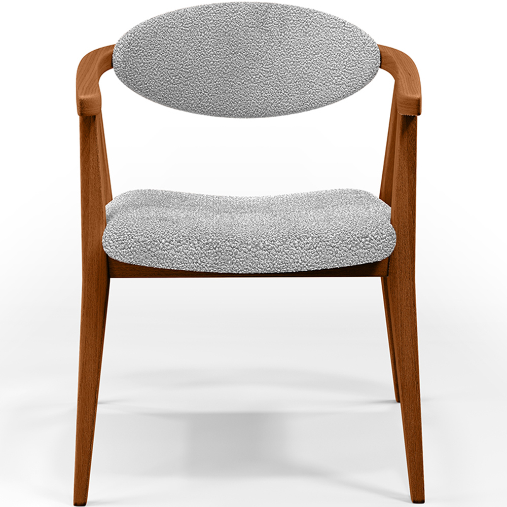 Poltrona Decorativa Para Sala De Estar E Recepção Cecília L02 Bouclê Cinza - Lyam Decor