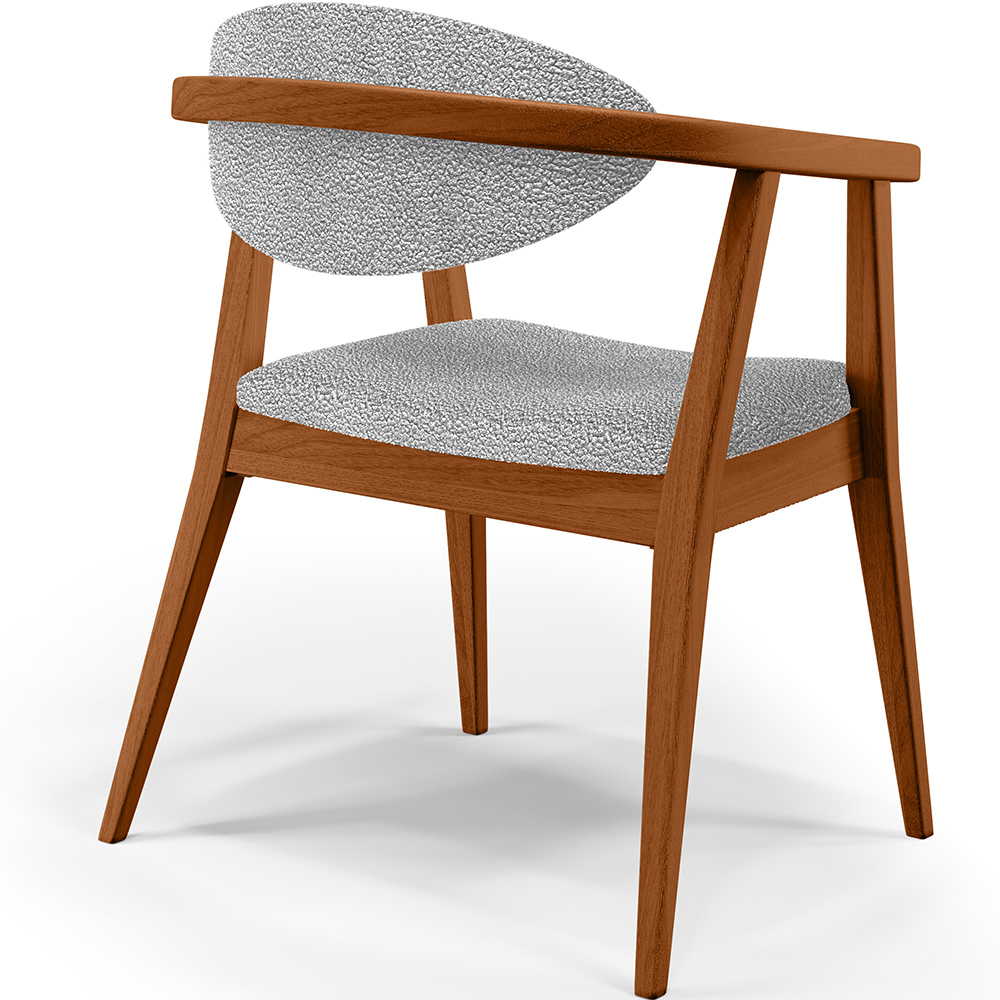 Poltrona Decorativa Para Sala De Estar E Recepção Cecília L02 Bouclê Cinza - Lyam Decor