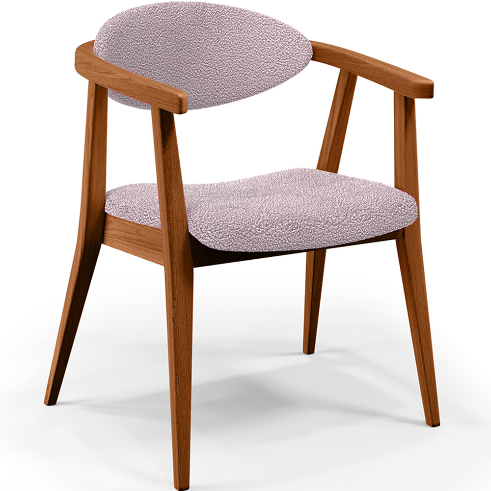 Poltrona Decorativa Para Sala De Estar E Recepção Cecília L02 Bouclê Rosê - Lyam Decor