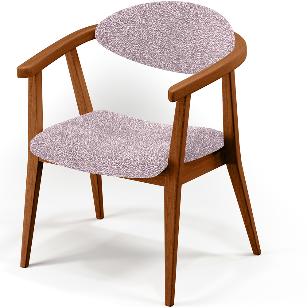 Poltrona Decorativa Para Sala De Estar E Recepção Cecília L02 Bouclê Rosê - Lyam Decor