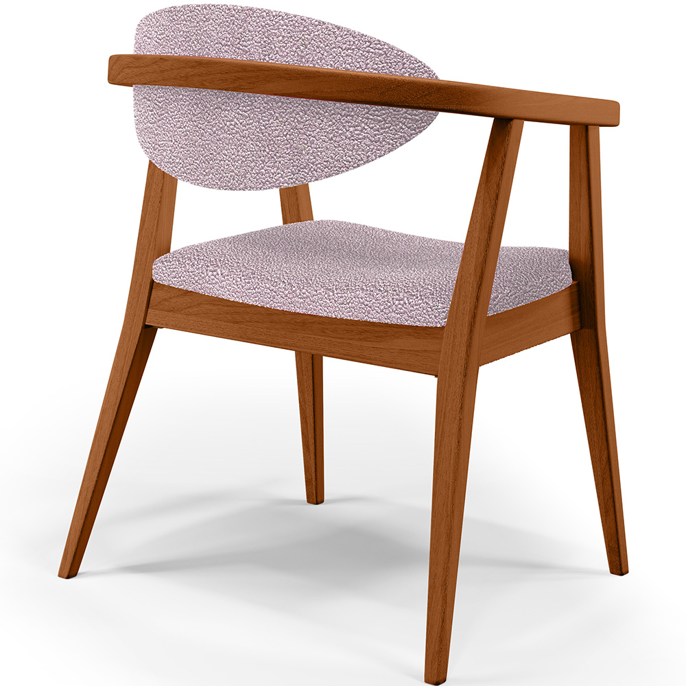 Poltrona Decorativa Para Sala De Estar E Recepção Cecília L02 Bouclê Rosê - Lyam Decor