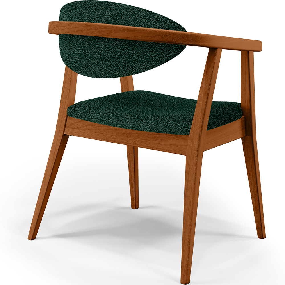Poltrona Decorativa Para Sala De Estar E Recepção Cecília L02 Bouclê Verde - Lyam Decor