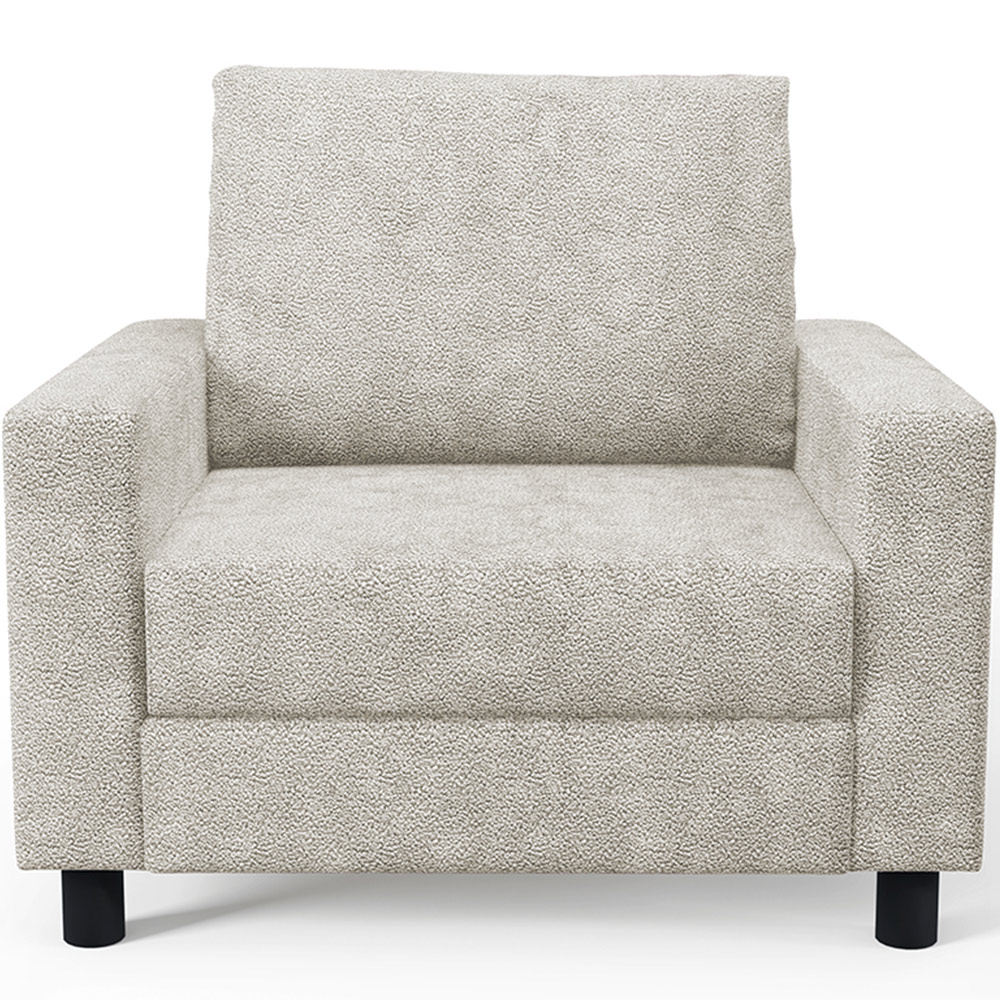 Poltrona Decorativa Para Sala De Estar E Recepção Malta L02 Bouclê Creme - Lyam Decor