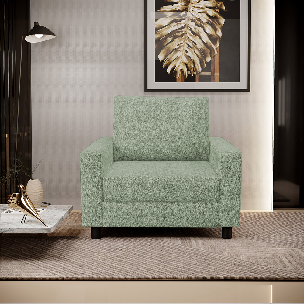 Poltrona Decorativa Para Sala De Estar E Recepção Malta L02 Bouclê Oliva - Lyam Decor