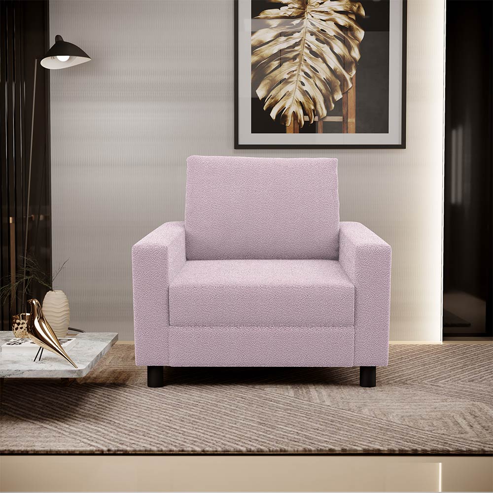 Poltrona Decorativa Para Sala De Estar E Recepção Malta L02 Bouclê Rosê - Lyam Decor