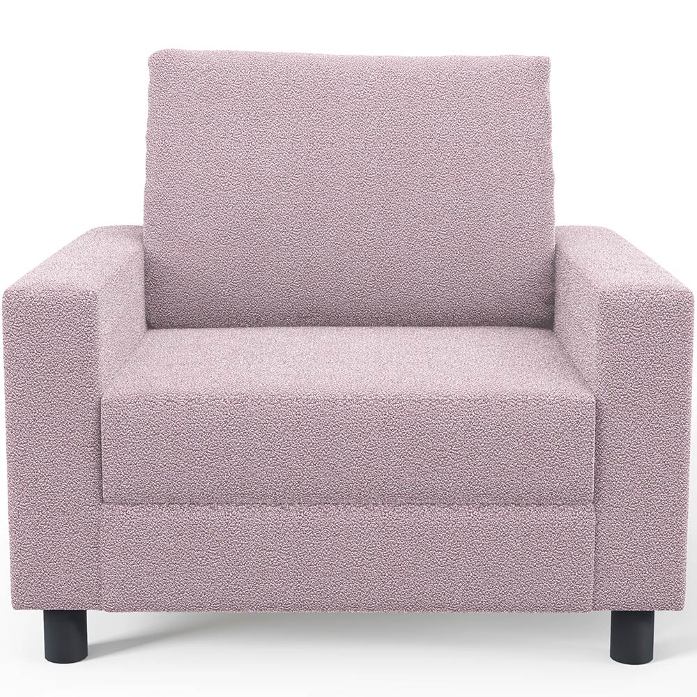 Poltrona Decorativa Para Sala De Estar E Recepção Malta L02 Bouclê Rosê - Lyam Decor