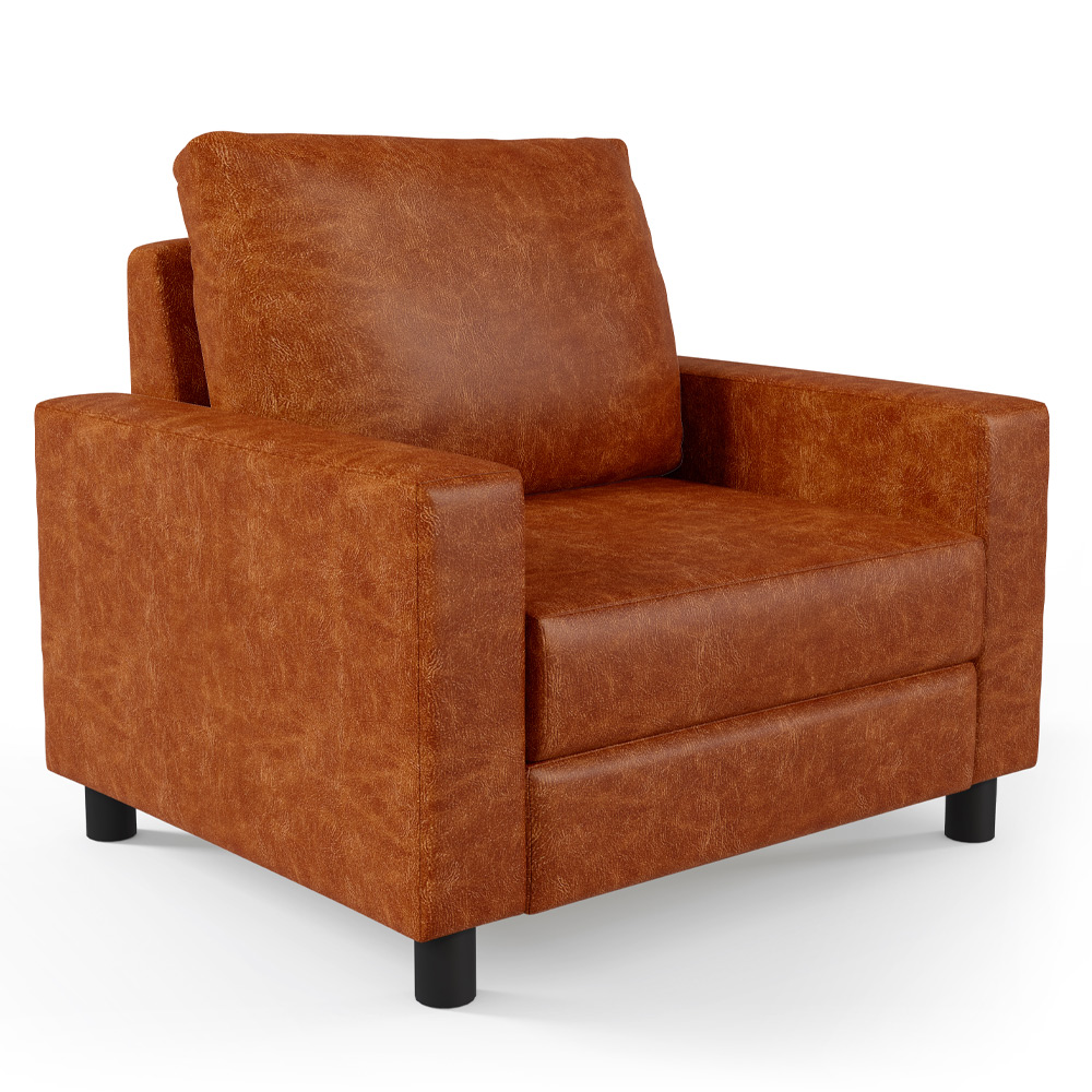 Poltrona Decorativa Para Sala De Estar E Recepção Malta L02 Couríssimo Camel - Lyam Decor