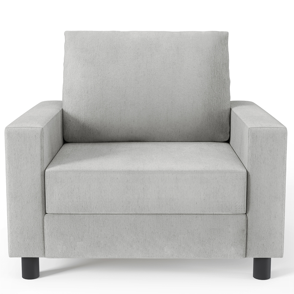 Poltrona Decorativa Para Sala De Estar E Recepção Malta L02 Linho Cinza - Lyam Decor