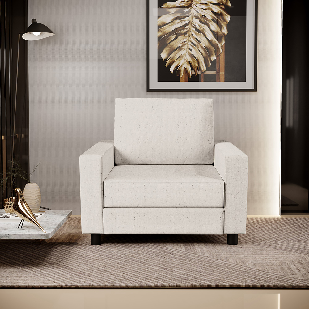 Poltrona Decorativa Para Sala De Estar E Recepção Malta L02 Linho Cru - Lyam Decor