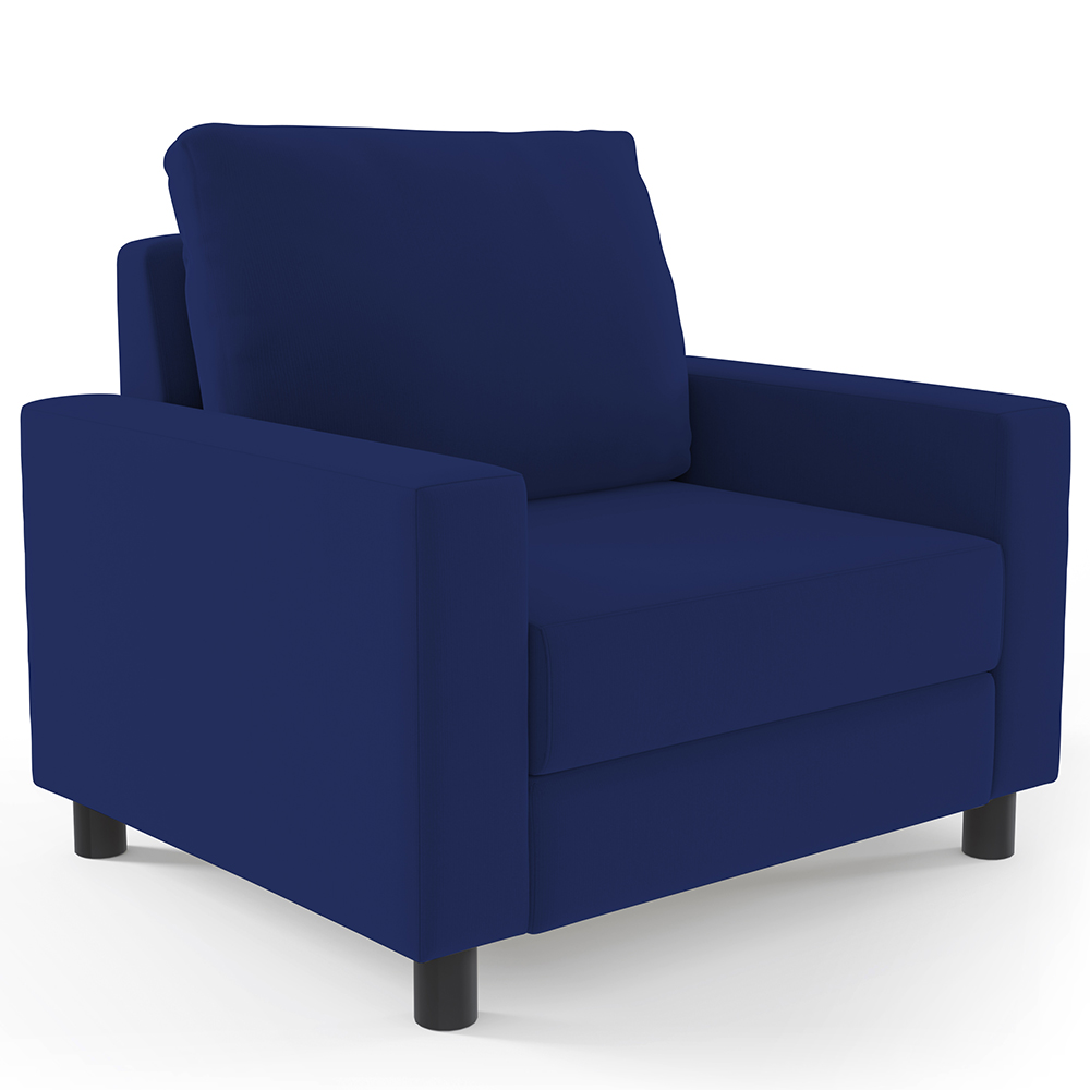 Poltrona Decorativa Para Sala De Estar E Recepção Malta L02 Suede Azul Marinho - Lyam Decor
