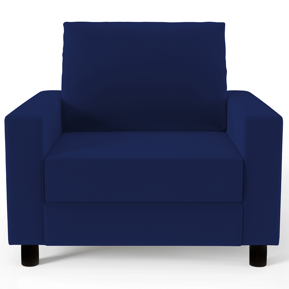 Poltrona Decorativa Para Sala De Estar E Recepção Malta L02 Suede Azul Marinho - Lyam Decor