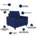 Poltrona Decorativa Para Sala De Estar E Recepção Malta L02 Suede Azul Marinho - Lyam Decor