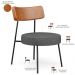 Poltrona Decorativa Para Sala De Estar Fixa Londres L02 Couríssimo Camel Linho Cinza Escuro - Lyam