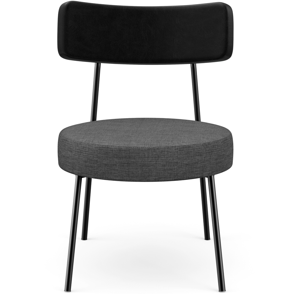 Poltrona Decorativa Para Sala De Estar Fixa Londres L02 Couríssimo Preto Linho Cinza Escuro - Lyam