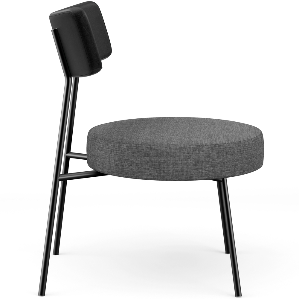Poltrona Decorativa Para Sala De Estar Fixa Londres L02 Couríssimo Preto Linho Cinza Escuro - Lyam