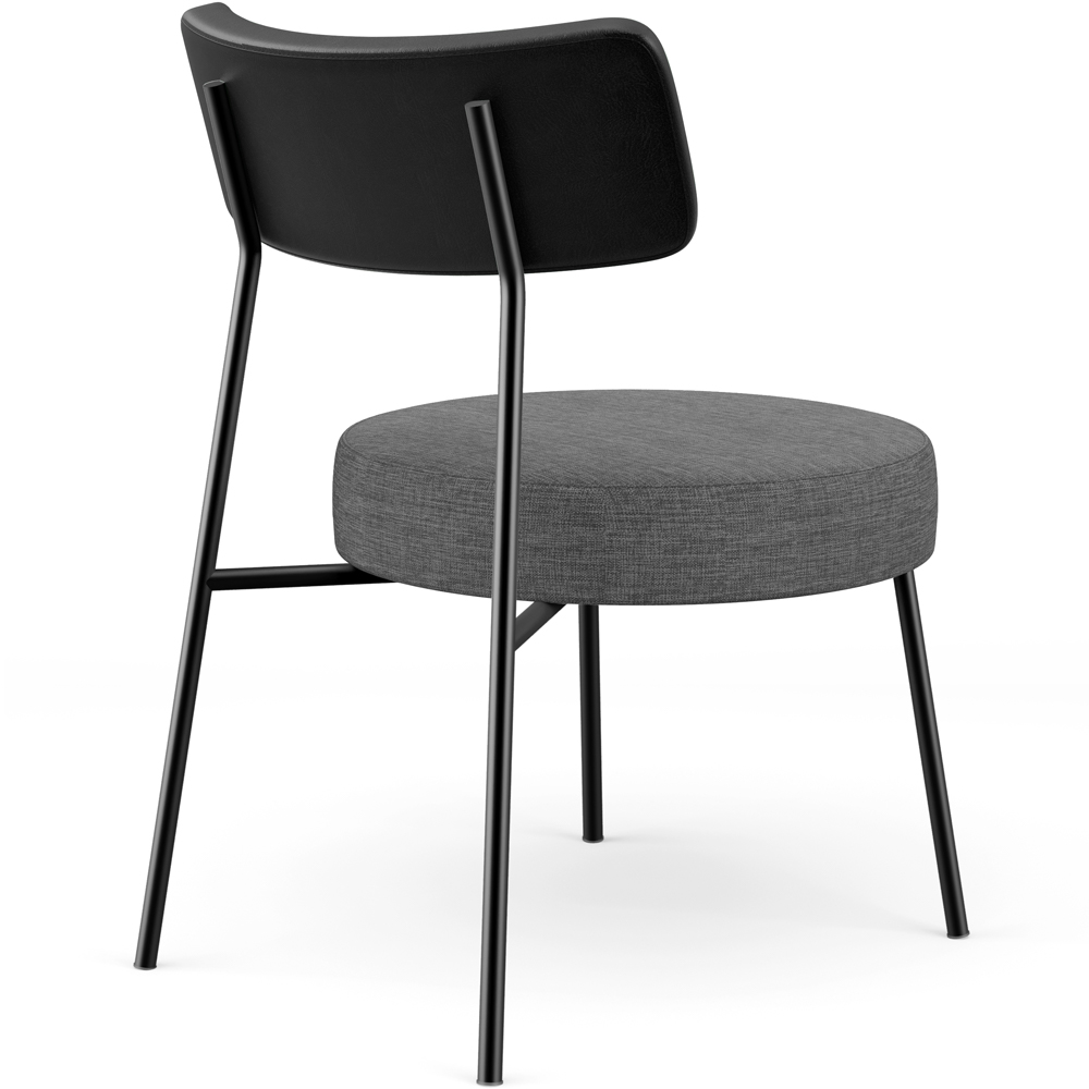 Poltrona Decorativa Para Sala De Estar Fixa Londres L02 Couríssimo Preto Linho Cinza Escuro - Lyam