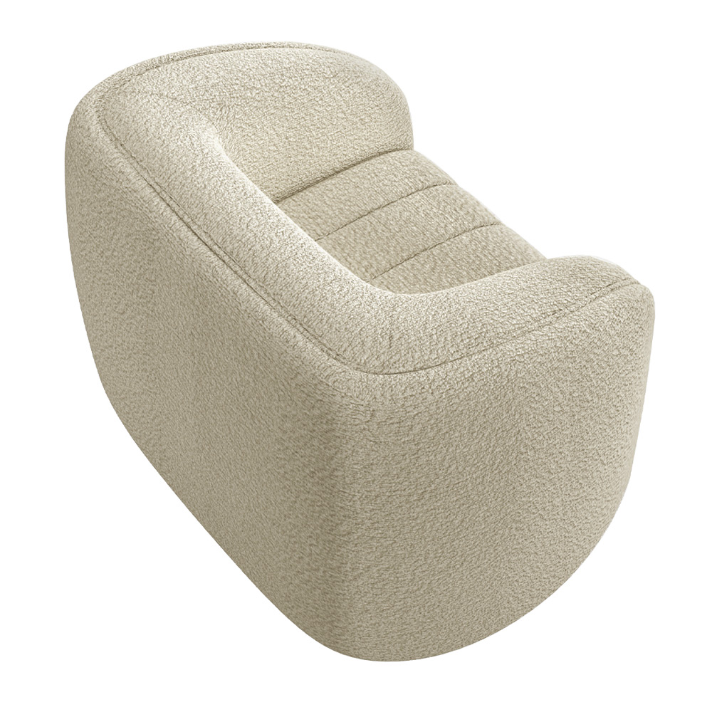 Poltrona Decorativa Para Sala De Estar Lazio M03 Bouclê Bege - Lyam Decor